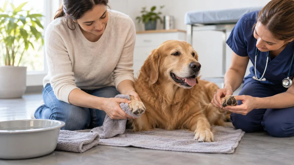 Pet Paw Cleaning: Rinse, Dry, Inspect, and Stop