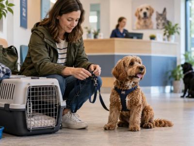 Veterinary Waiting Room Plan: Carrier, Lead, and Distance