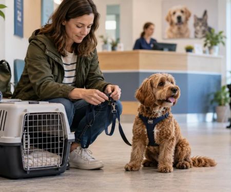 Veterinary Waiting Room Plan: Carrier, Lead, and Distance
